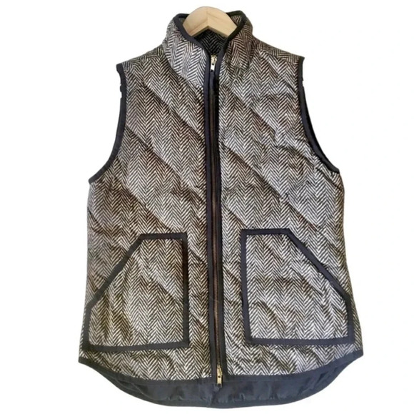 J.Crew Quilted Herringbone Puffer Down Vest - Picture 3 of 6